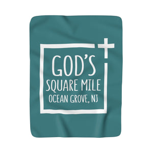 God's Square Mile Sherpa Fleece Blanket: Teal - GoGannon Designs