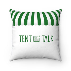 Tent Talk Pillow: Green and White Stripe