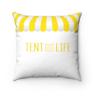 Tent Life Awning Pillow: Yellow & White Stripe